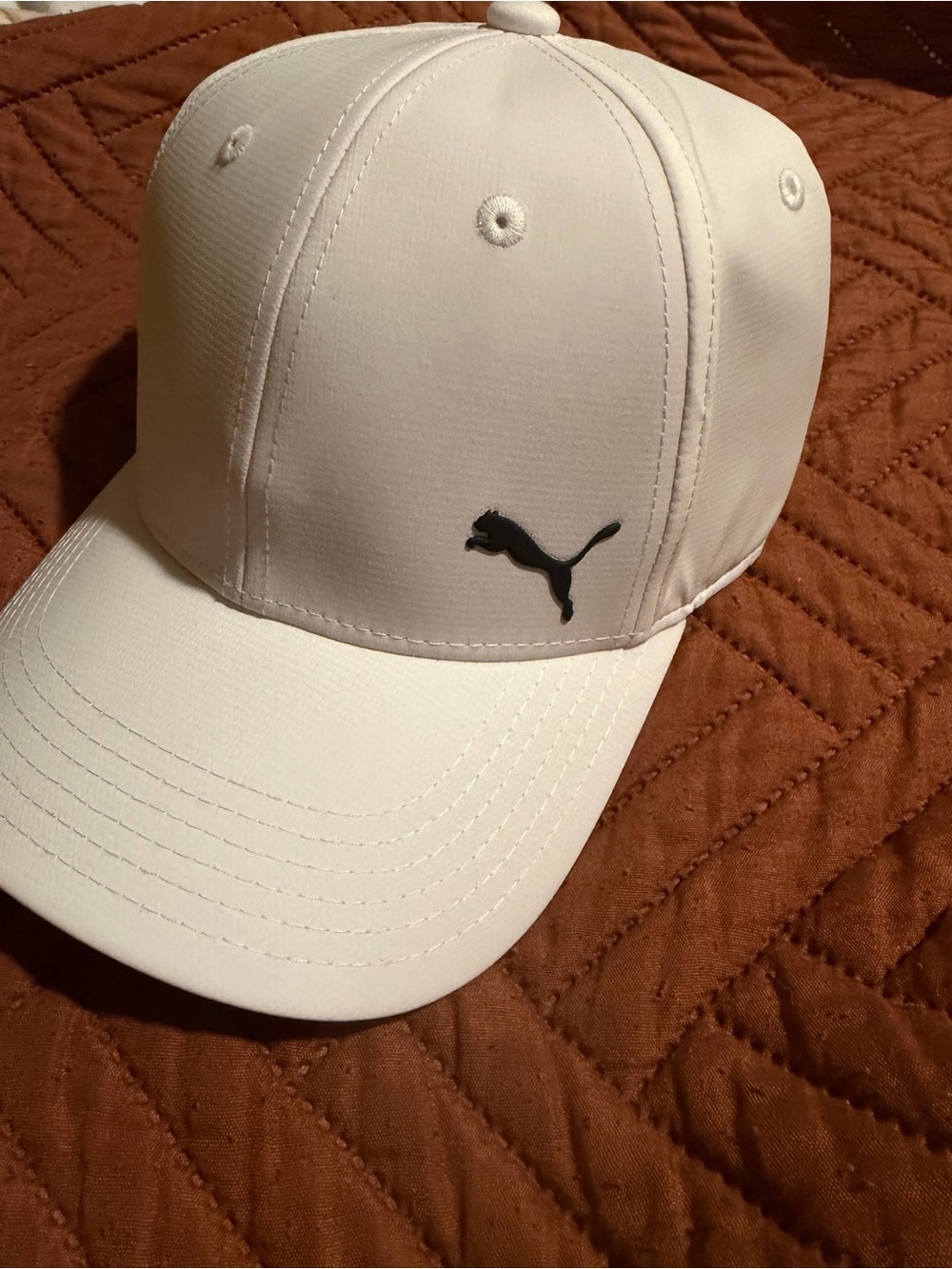Puma White Baseball Cap with Black Puma Logo